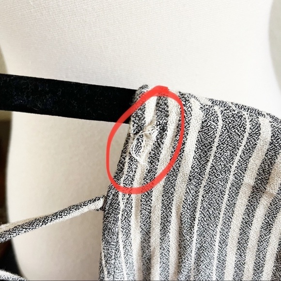 Francesca's Blue Rain Briar Tie Waist Striped Wrap Short Sleeve Jumpsuit Size XL - Picture 5 of 11